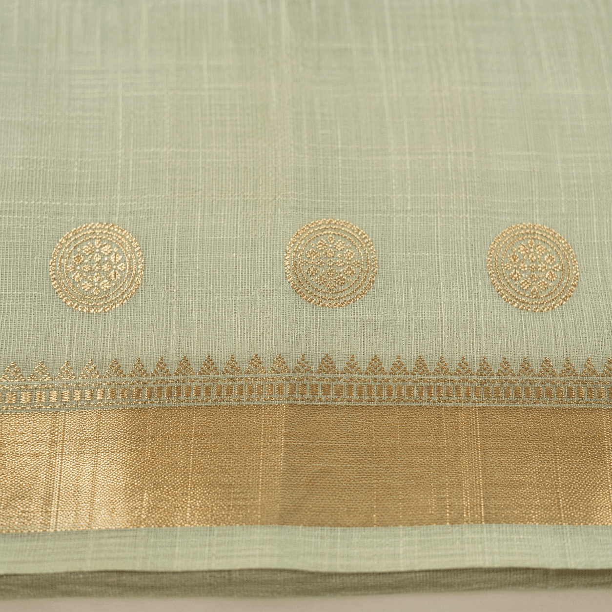 Gold zari border with ashrafi buttis